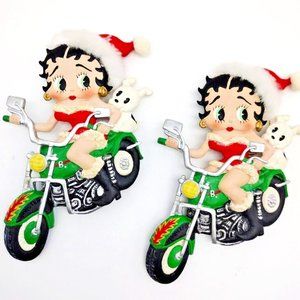 Betty Boop and Pudgy on Motorcycle Christmas Tree Ornaments 1999 KFS TM Hearst